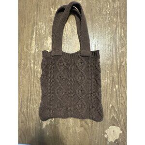 Cable Knit Brown Shoulder Boho Bag Sweater Tote Bag Cottage Fairy Grunge 90's
